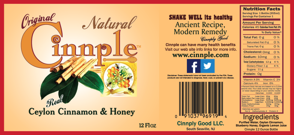 Cinnple the Original Natural Cinnple Real Ceyon Cinnamon & Honey Health Drink